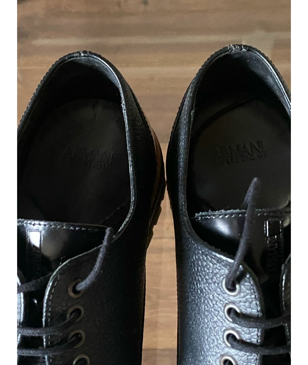 ARMANI COLLEZIONI Антрацитовые кожаные низкие ботинки, фото 3