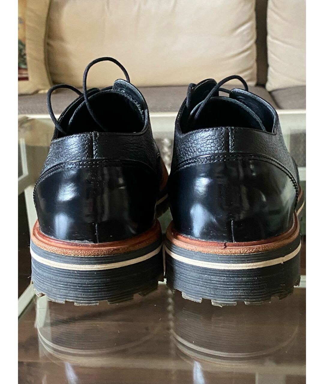 ARMANI COLLEZIONI Антрацитовые кожаные низкие ботинки, фото 4