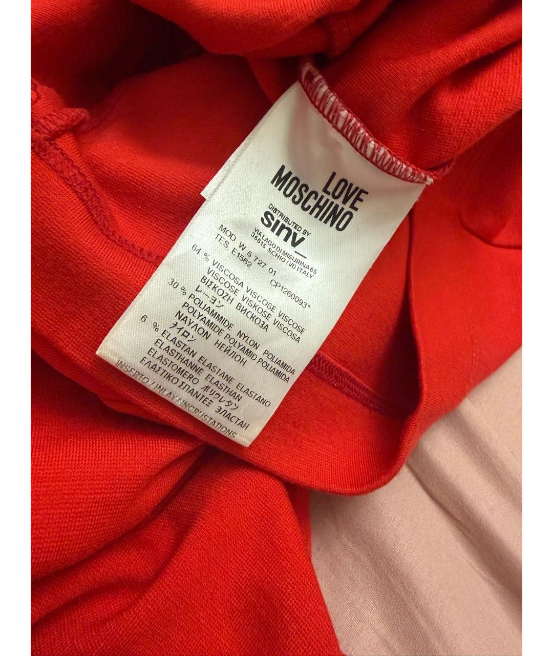 LOVE MOSCHINO Красное вискозное платье, фото 3