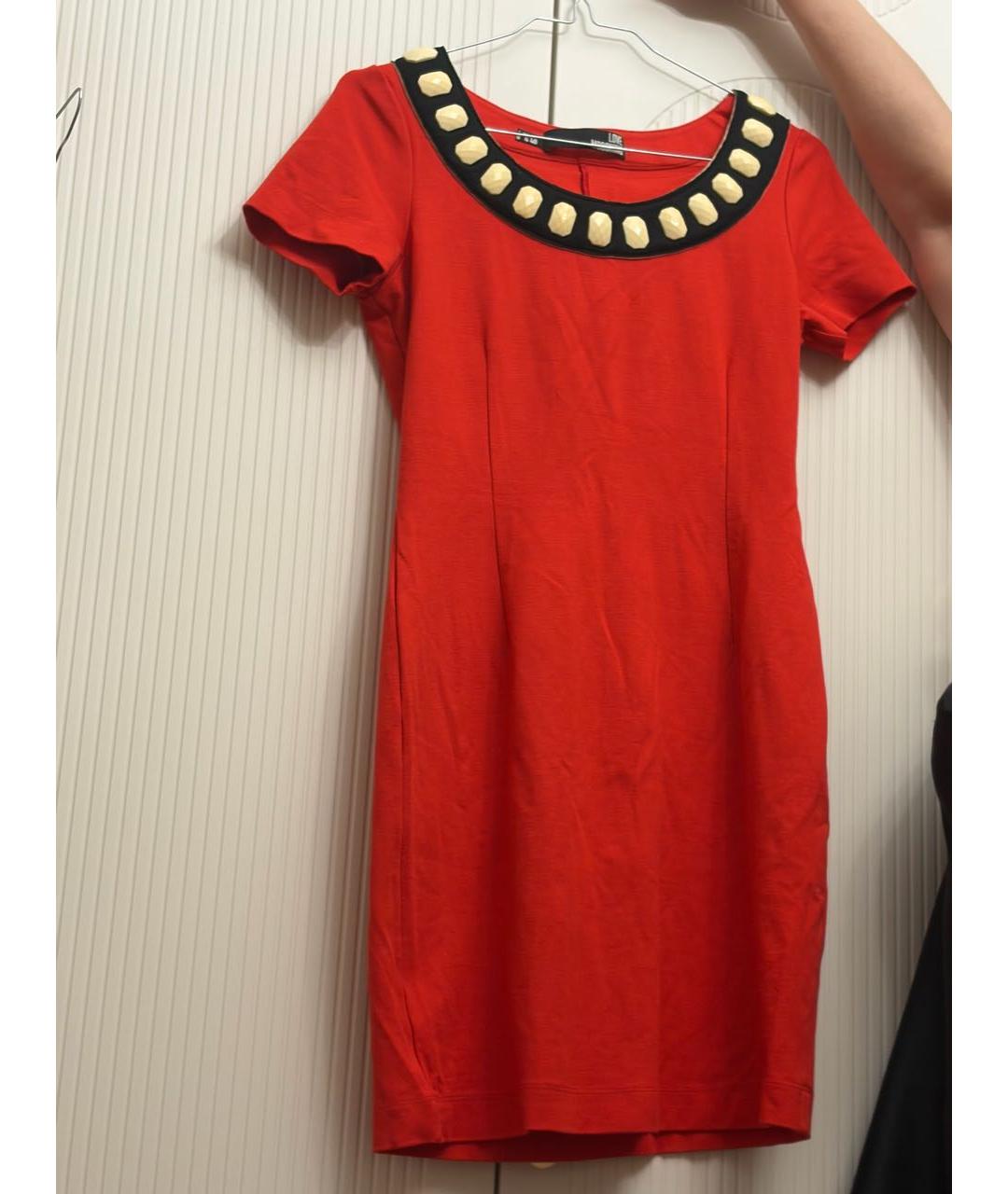 LOVE MOSCHINO Красное вискозное платье, фото 5