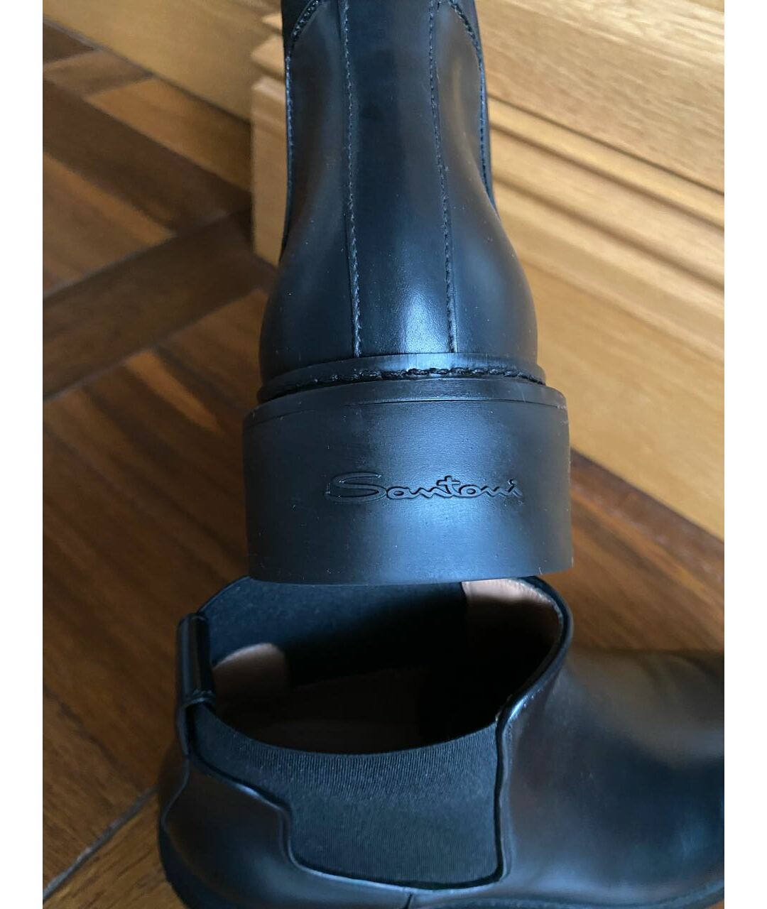 SANTONI Антрацитовые кожаные ботинки, фото 5