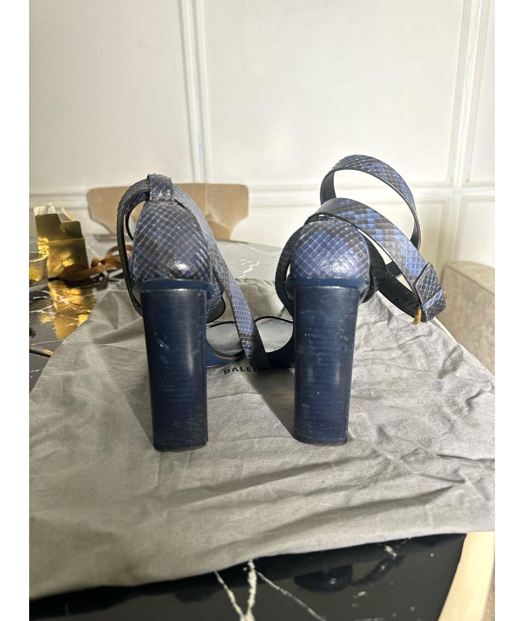 GUCCI Темно-синие кожаные босоножки, фото 3