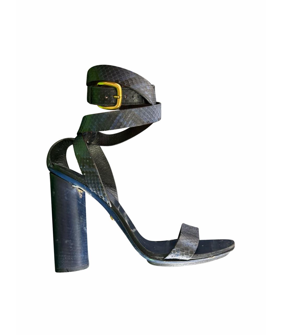 GUCCI Темно-синие кожаные босоножки, фото 1