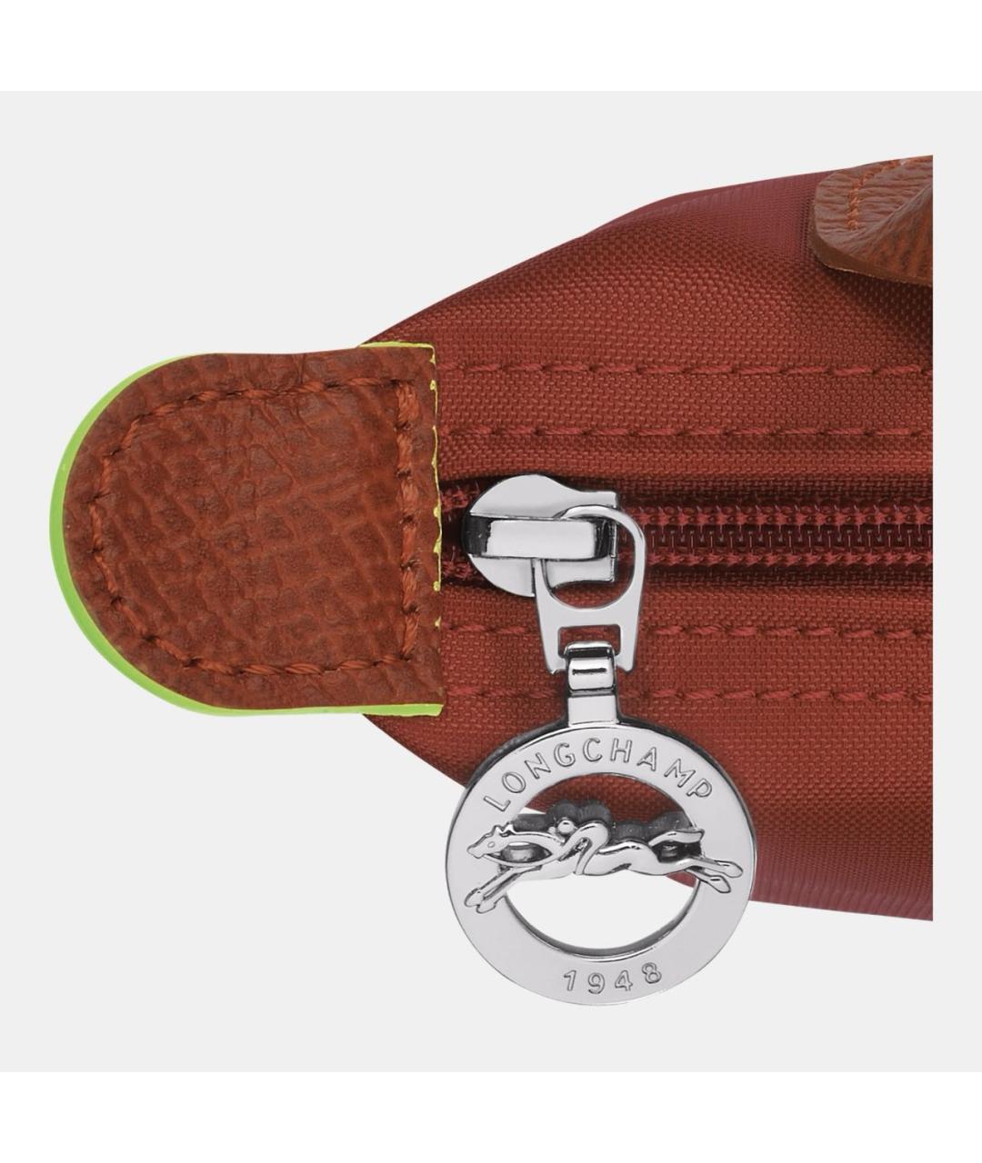 LONGCHAMP Коричневая тканевая сумка с короткими ручками, фото 3