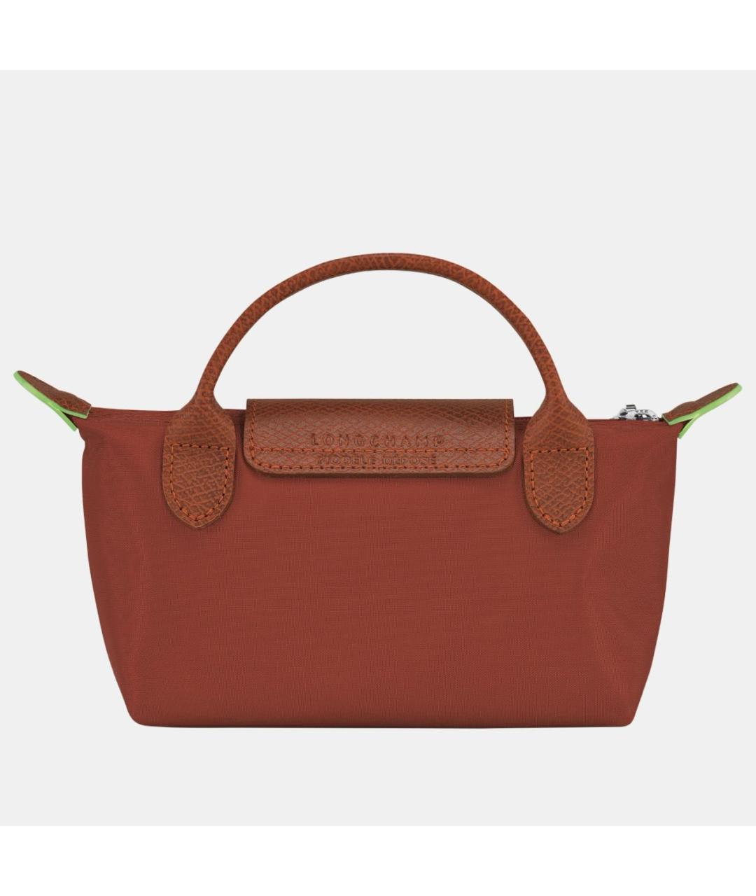 LONGCHAMP Коричневая тканевая сумка с короткими ручками, фото 5