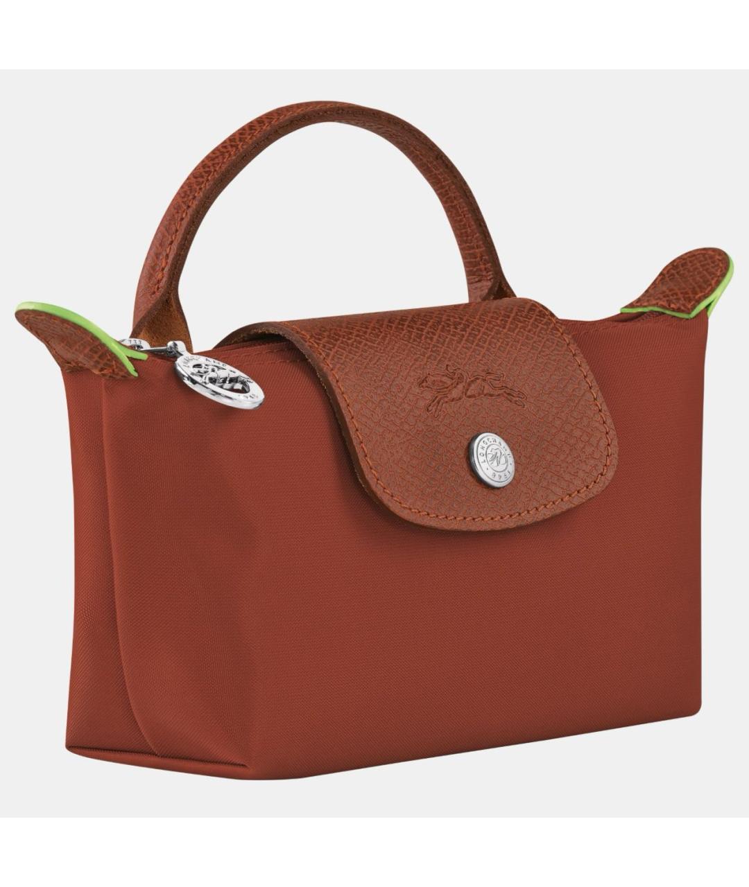 LONGCHAMP Коричневая тканевая сумка с короткими ручками, фото 4