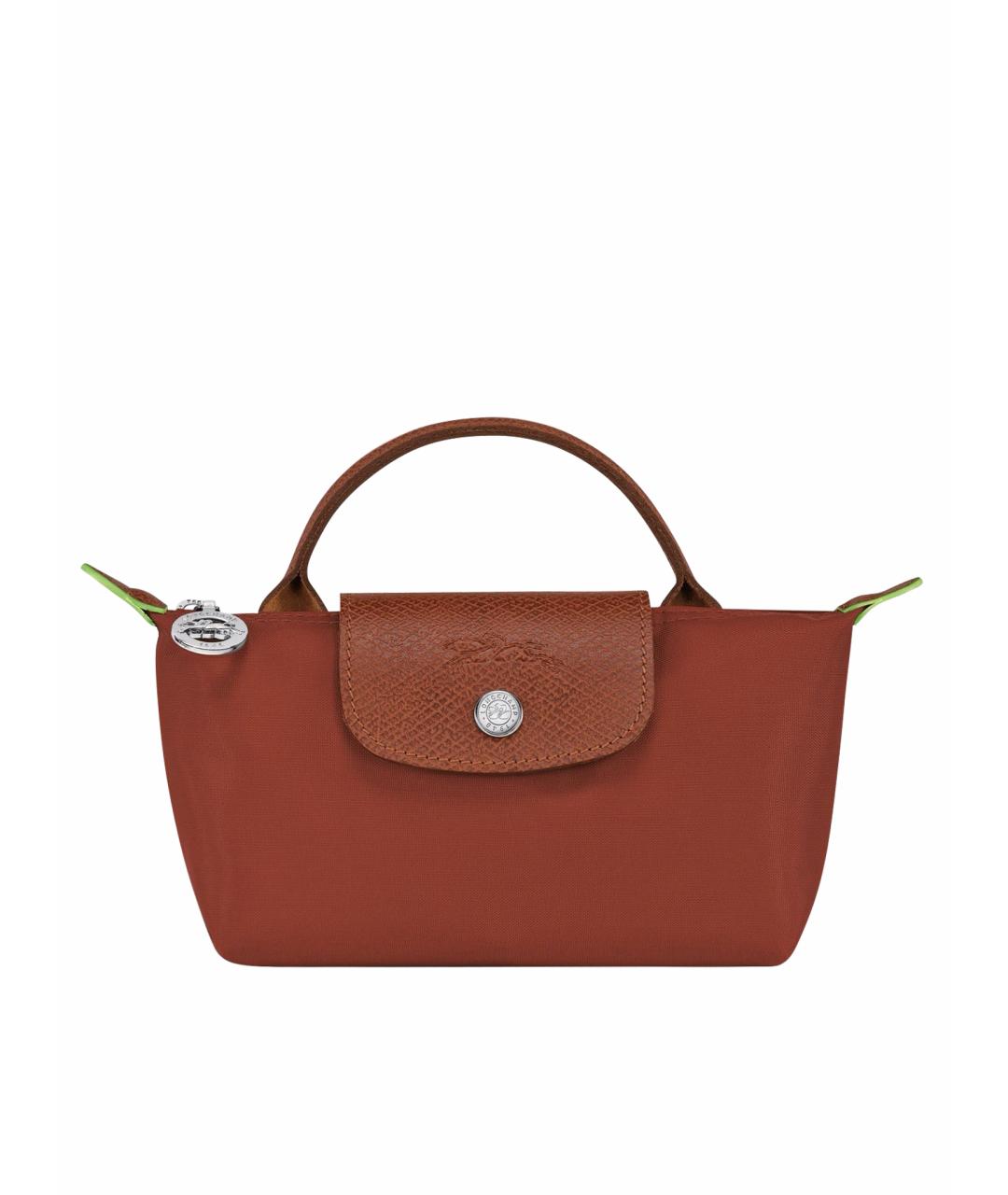 LONGCHAMP Коричневая тканевая сумка с короткими ручками, фото 1