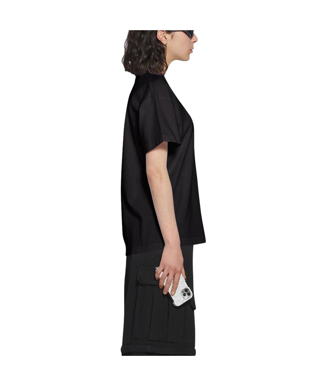 BALENCIAGA Черная хлопковая футболка, фото 6