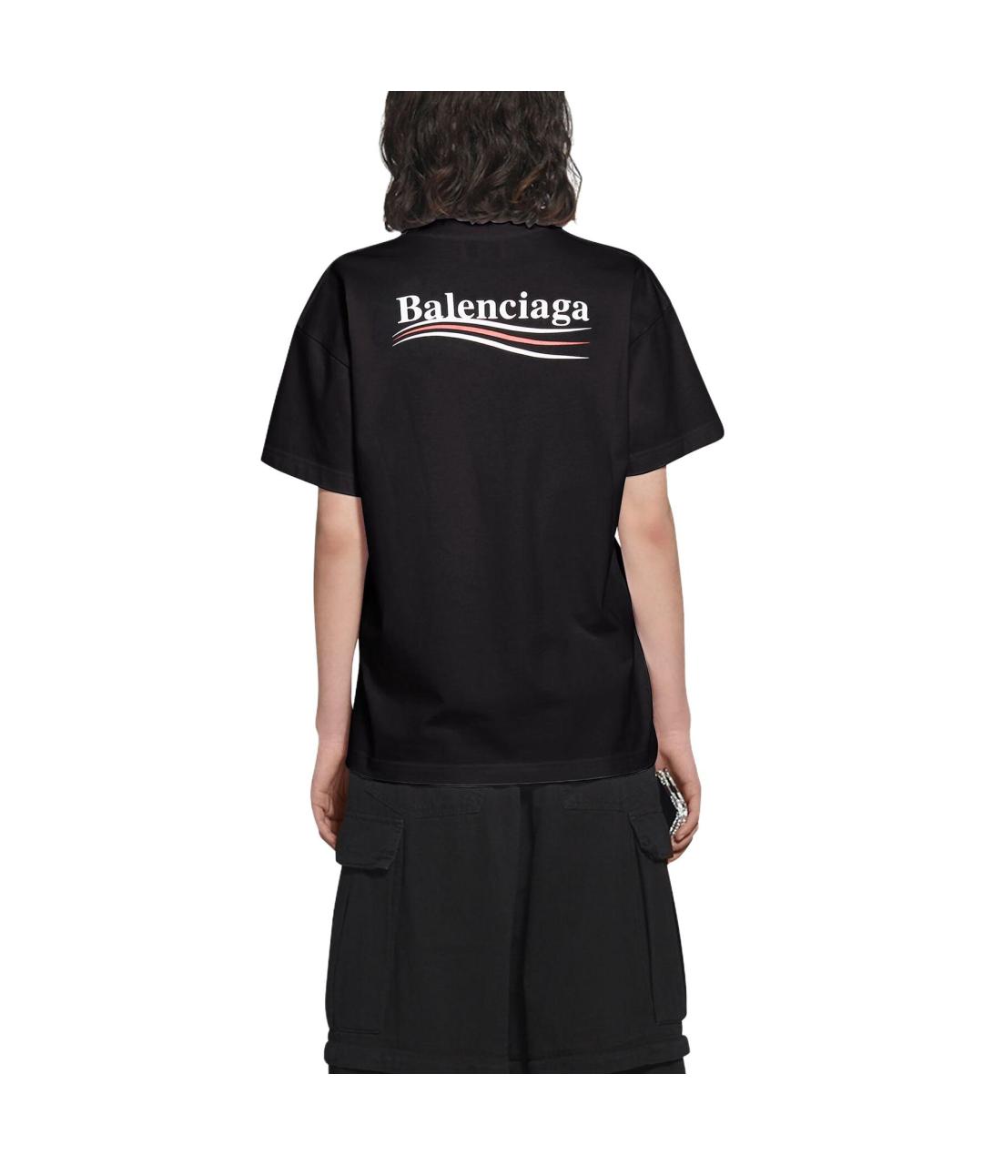 BALENCIAGA Черная хлопковая футболка, фото 5