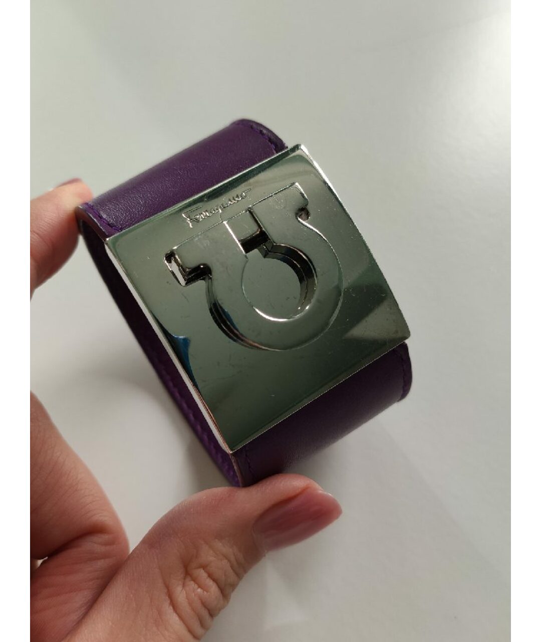 SALVATORE FERRAGAMO Фиолетовый кожаный браслет, фото 2