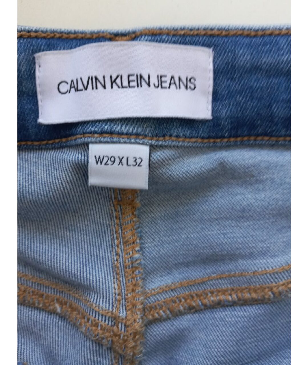 CALVIN KLEIN JEANS Голубые хлопко-полиэстеровые прямые джинсы, фото 5