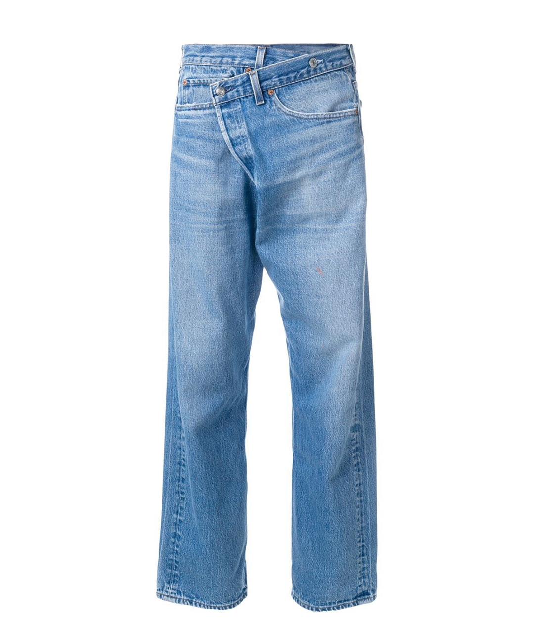 R13 Голубые хлопковые прямые джинсы, фото 1