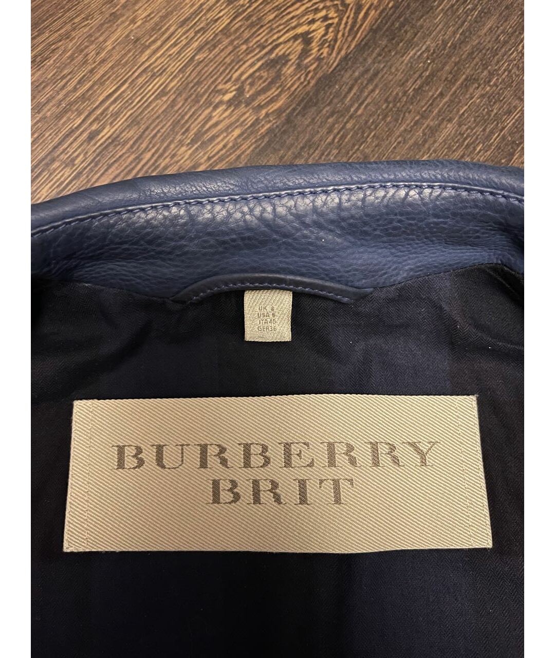 BURBERRY BRIT Синяя кожаная куртка, фото 5