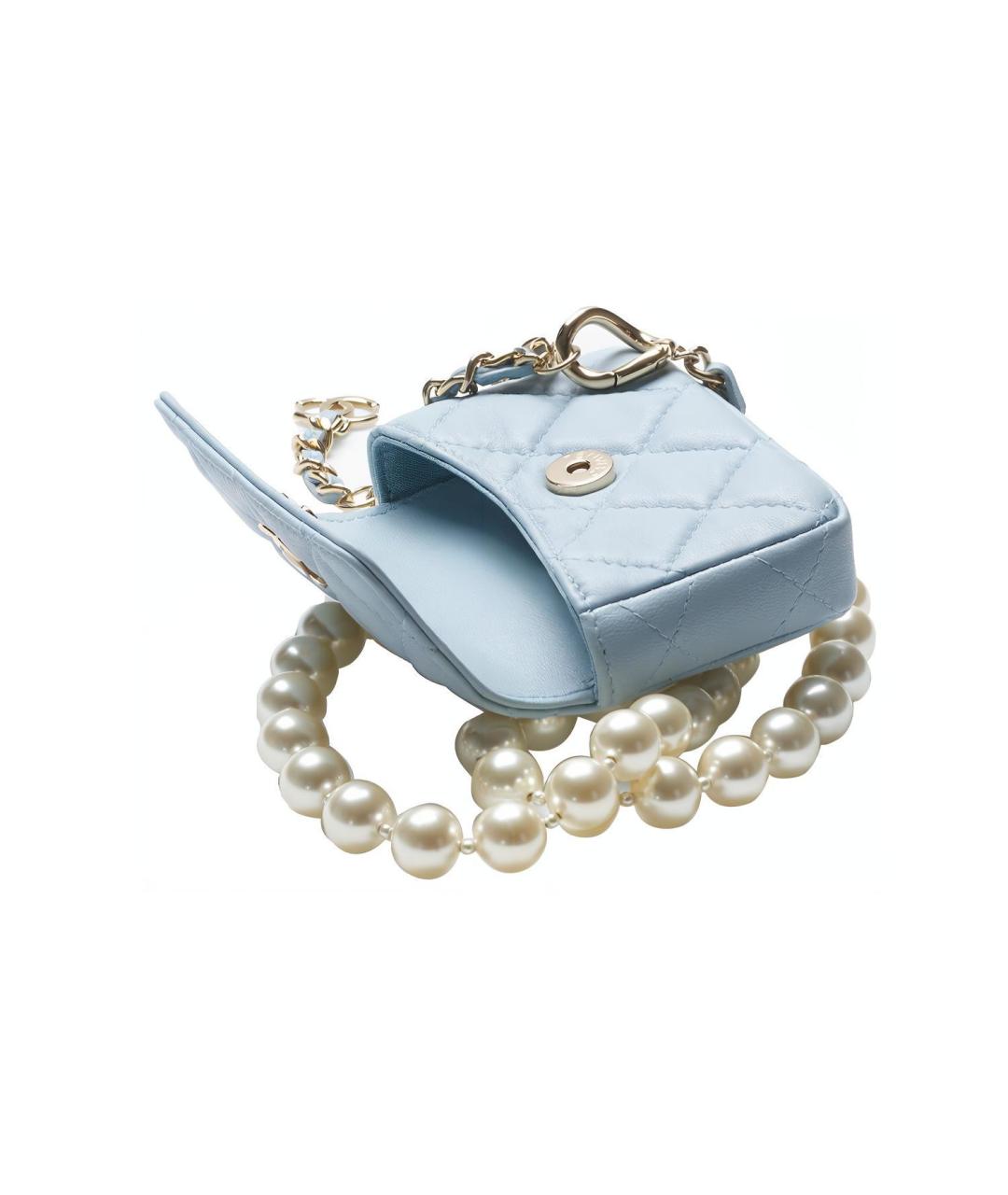 CHANEL Голубая кожаная поясная сумка, фото 2