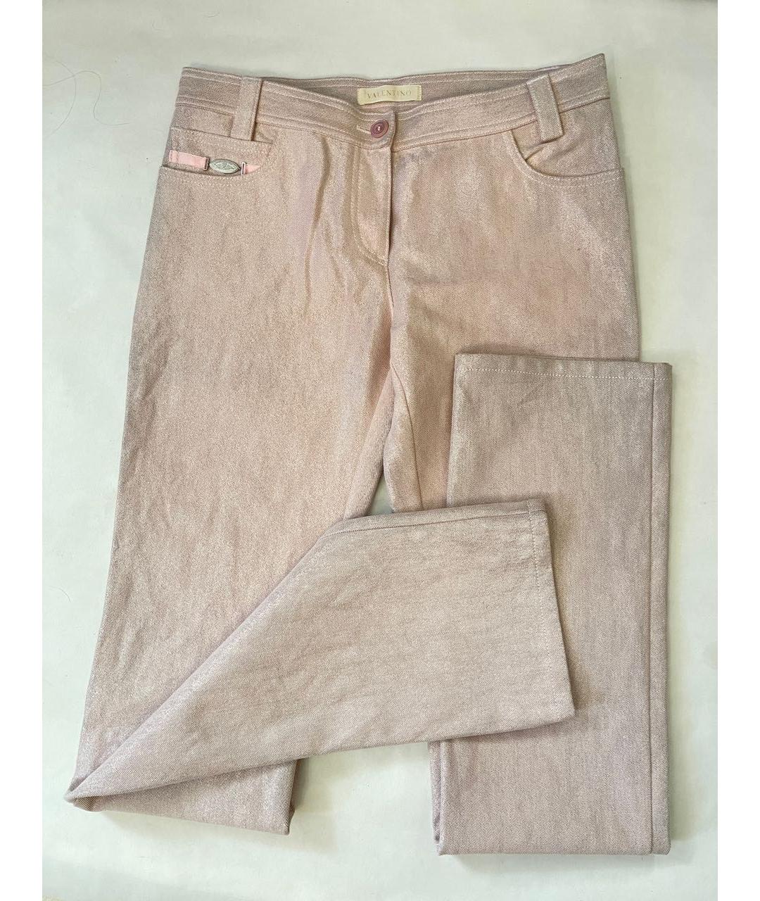 VALENTINO Розовые хлопковые прямые джинсы, фото 2