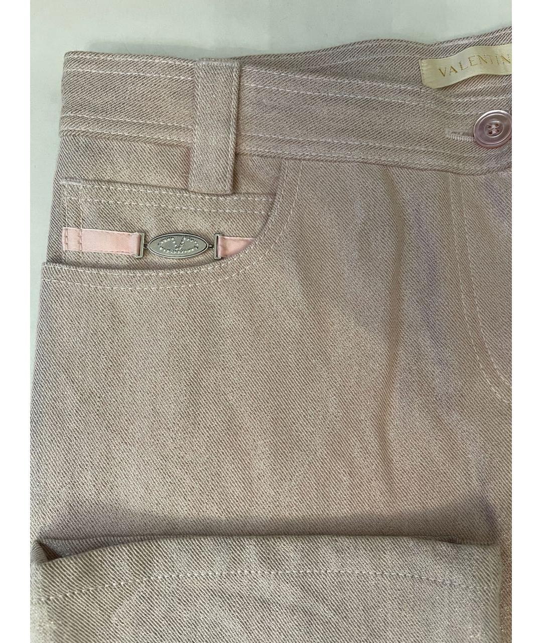 VALENTINO Розовые хлопковые прямые джинсы, фото 4