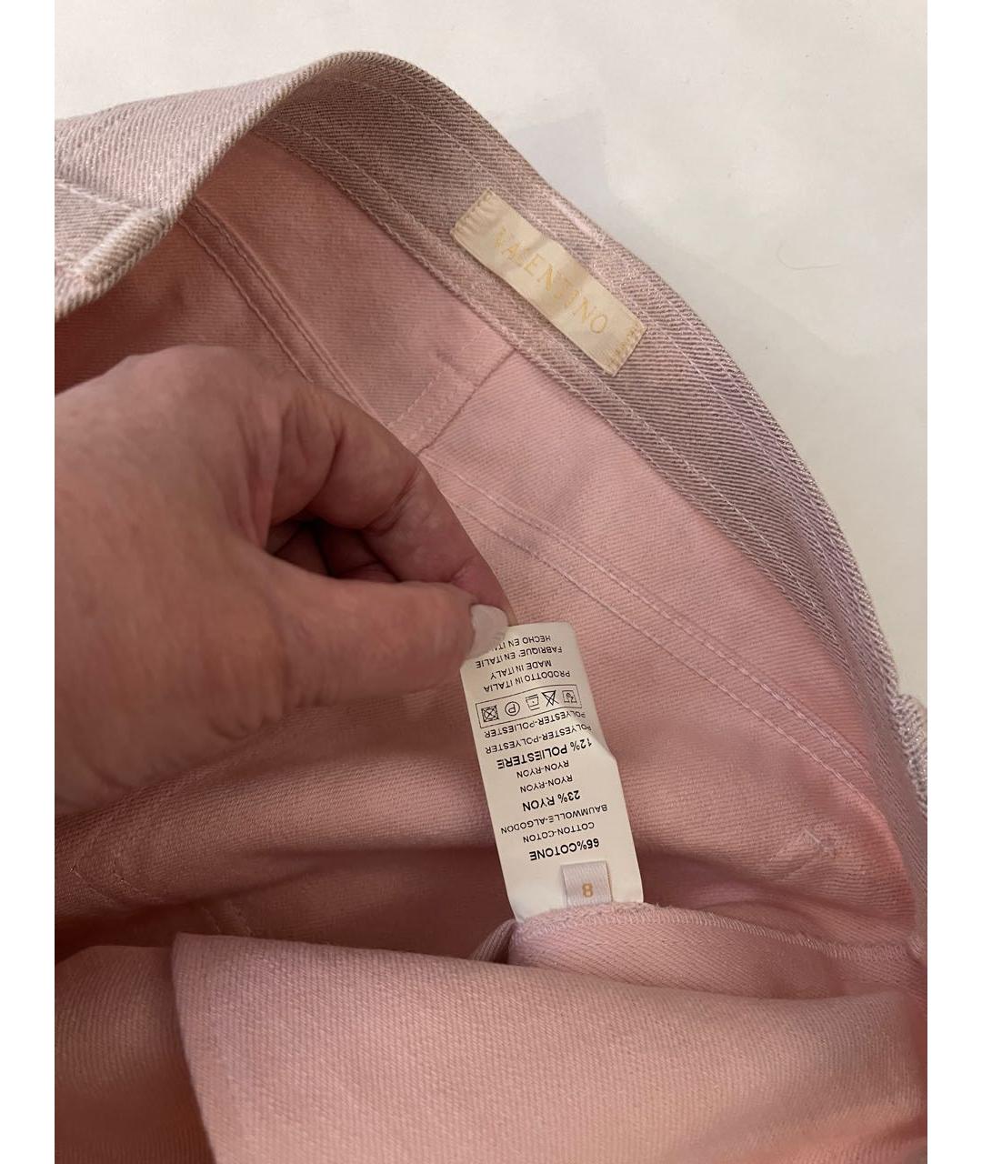 VALENTINO Розовые хлопковые прямые джинсы, фото 5