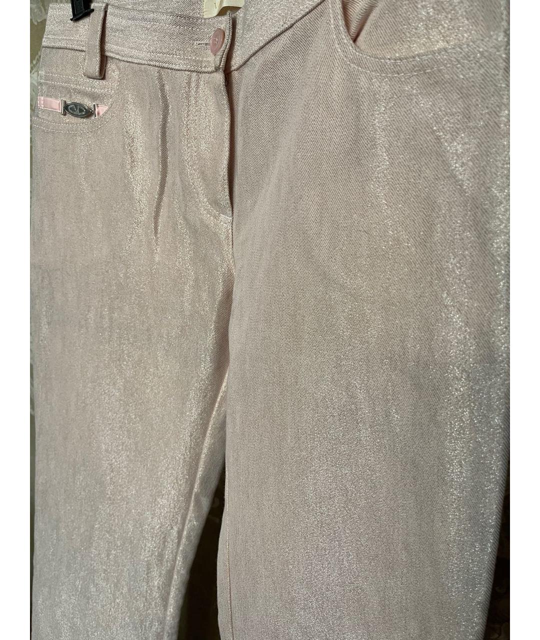 VALENTINO Розовые хлопковые прямые джинсы, фото 3