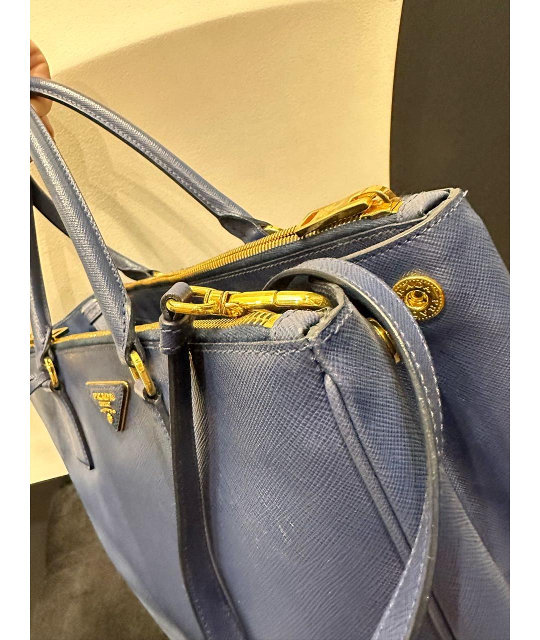 PRADA Синяя сумка с короткими ручками из искусственной кожи, фото 3