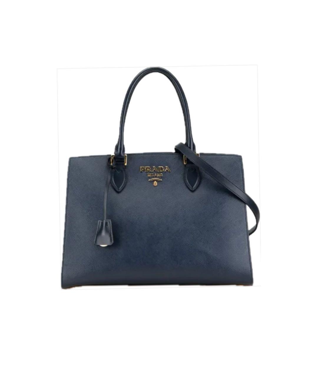 PRADA Синяя сумка с короткими ручками из искусственной кожи, фото 1