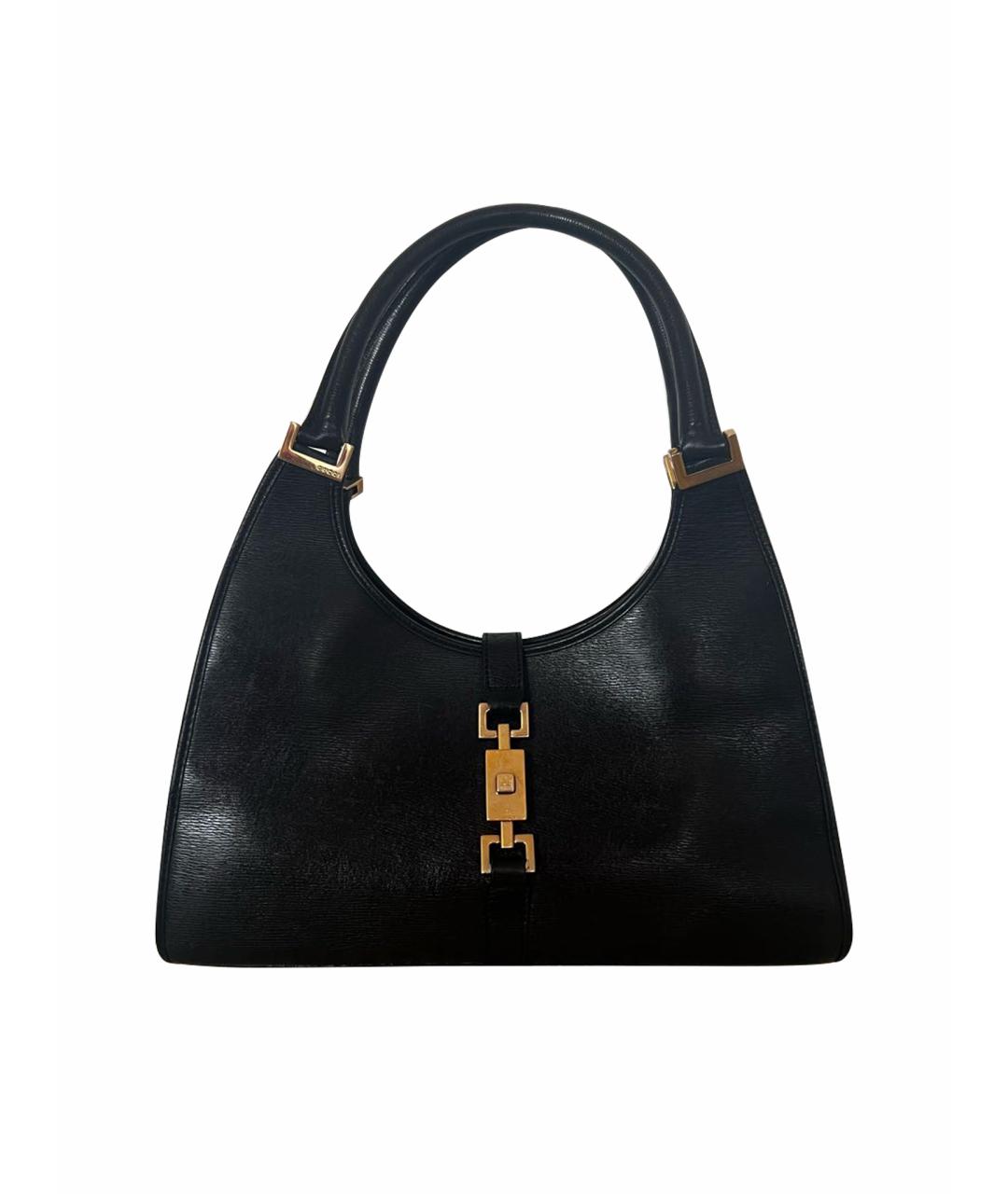 GUCCI Черная кожаная сумка с короткими ручками, фото 1