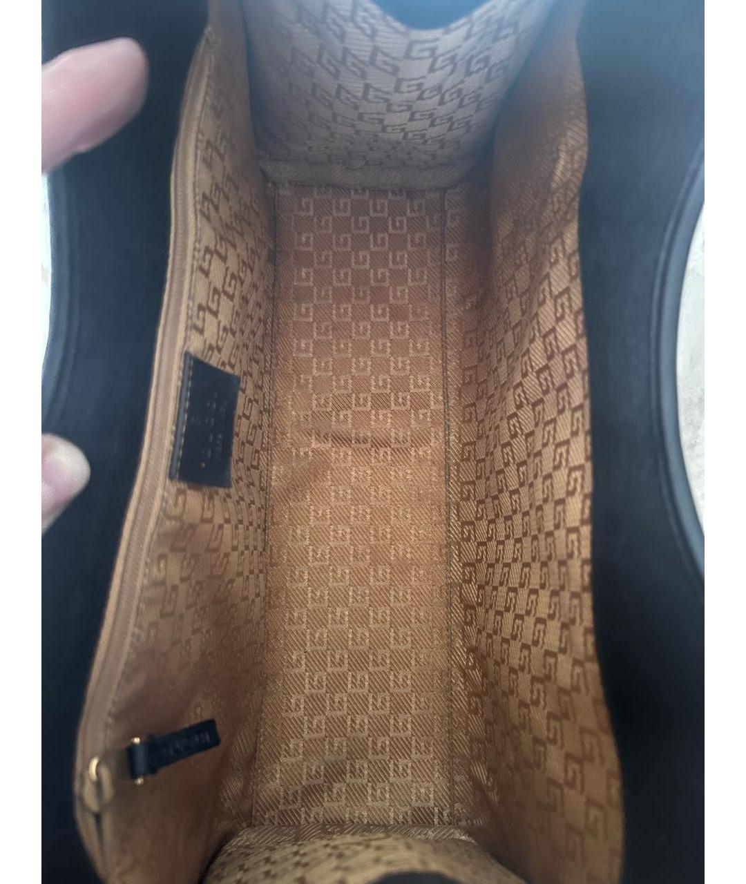 GUCCI Черная кожаная сумка с короткими ручками, фото 4