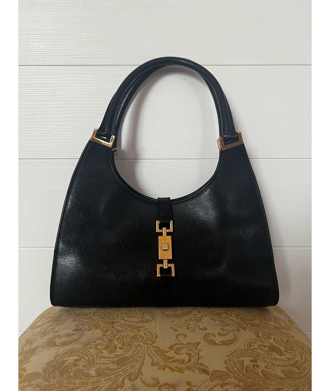 GUCCI Черная кожаная сумка с короткими ручками, фото 8