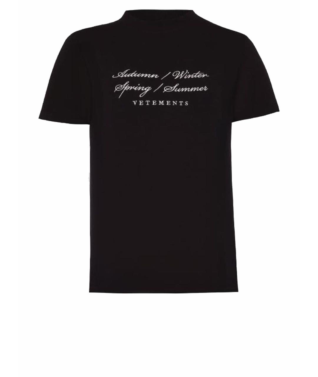 VETEMENTS Черная хлопко-эластановая футболка, фото 1