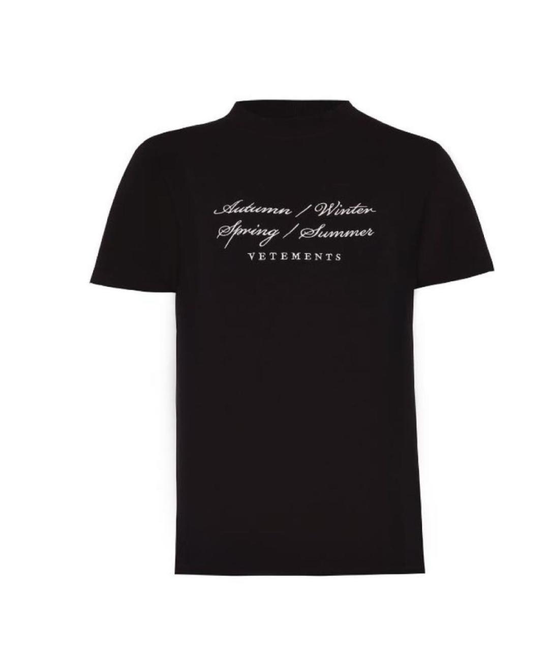 VETEMENTS Черная хлопко-эластановая футболка, фото 6