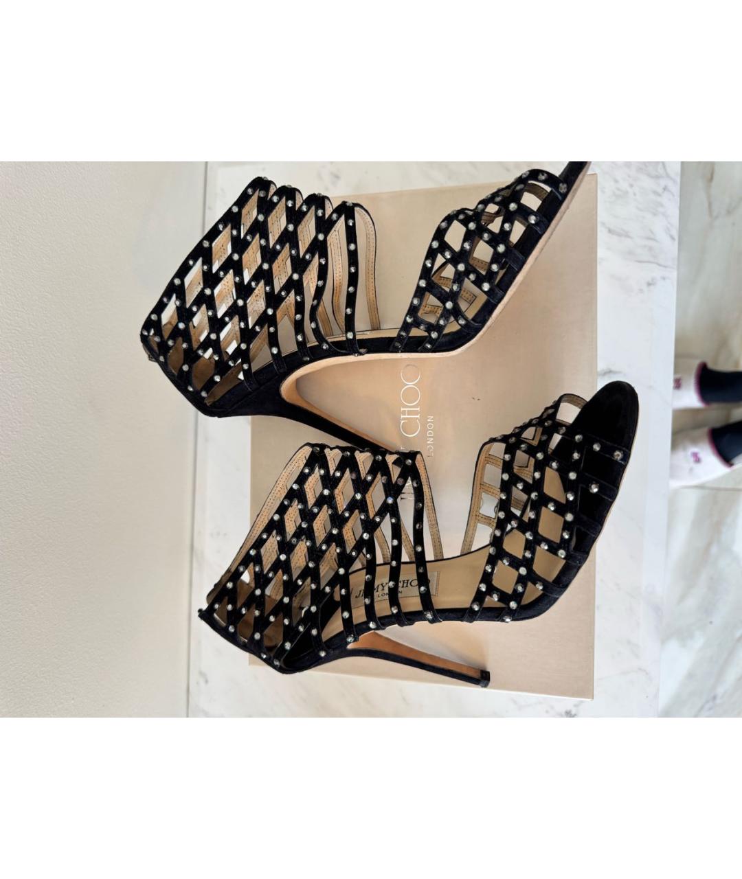 JIMMY CHOO Черные замшевые босоножки, фото 6