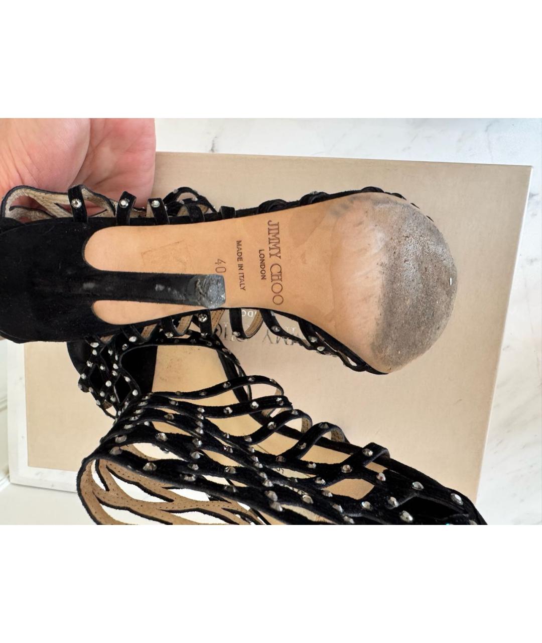 JIMMY CHOO Черные замшевые босоножки, фото 7