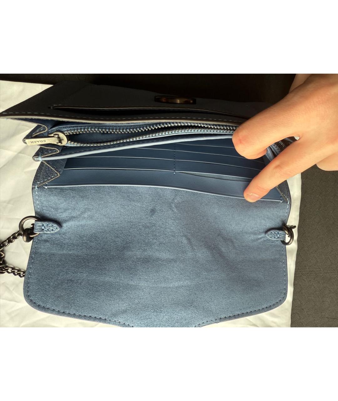 COACH Синяя кожаная сумка через плечо, фото 3