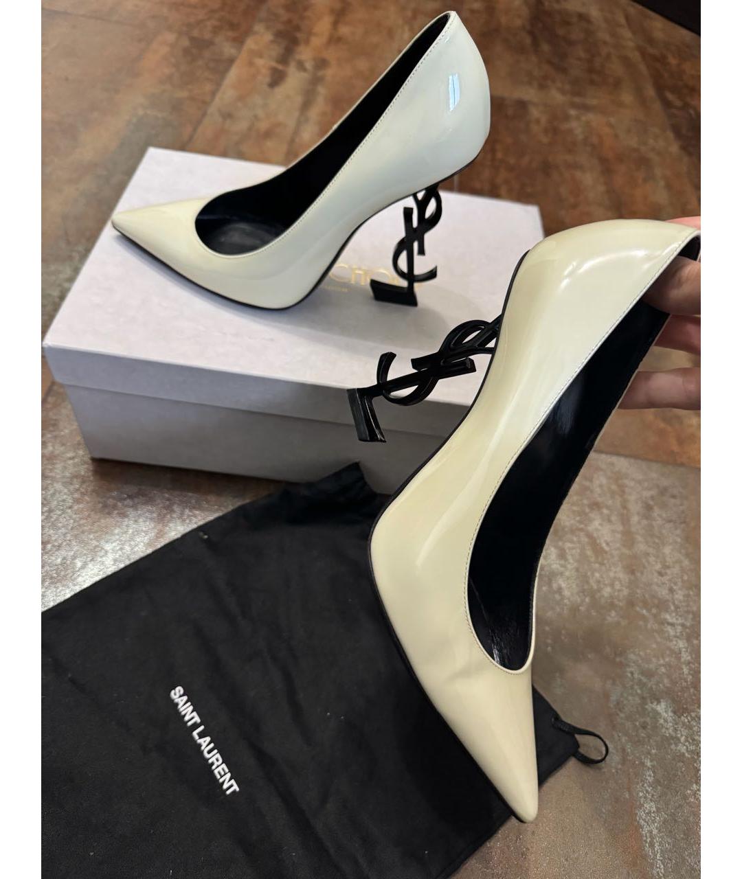 SAINT LAURENT Бежевые кожаные туфли, фото 3