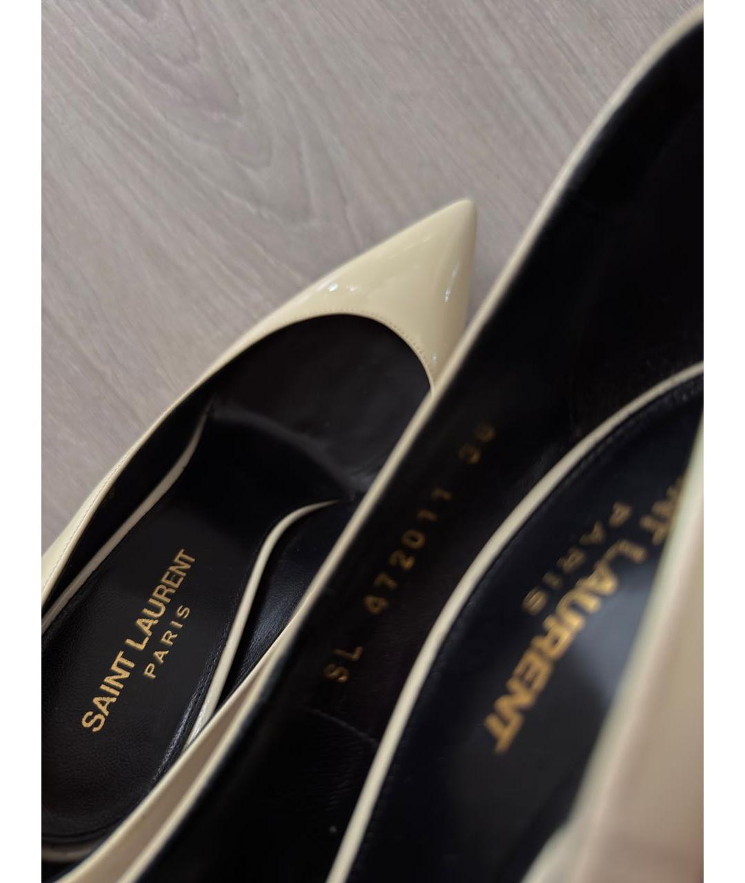 SAINT LAURENT Бежевые кожаные туфли, фото 6