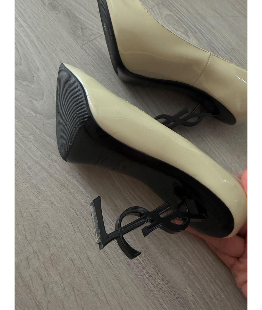 SAINT LAURENT Бежевые кожаные туфли, фото 5