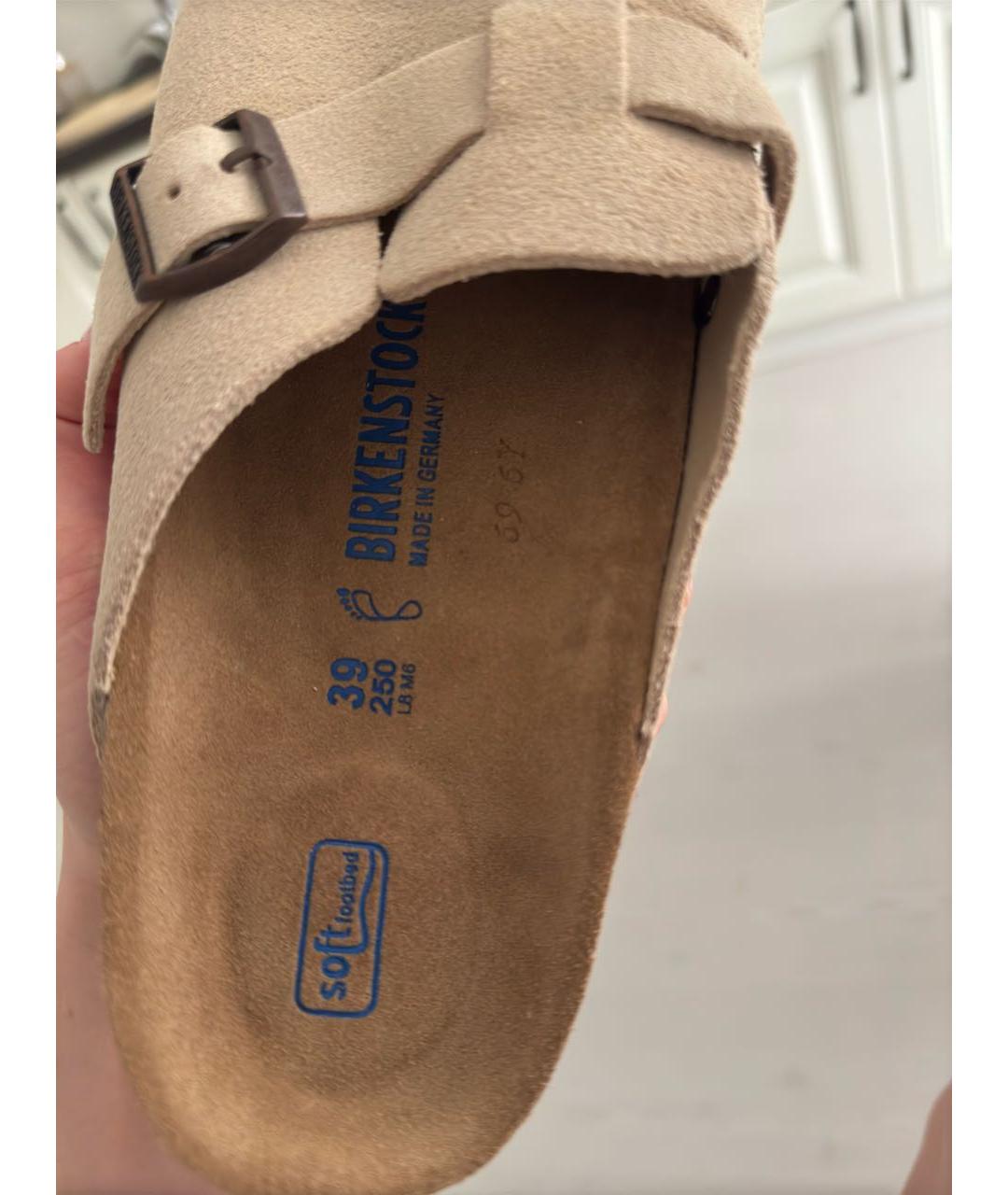 BIRKENSTOCK Бежевые замшевые сабо, фото 3