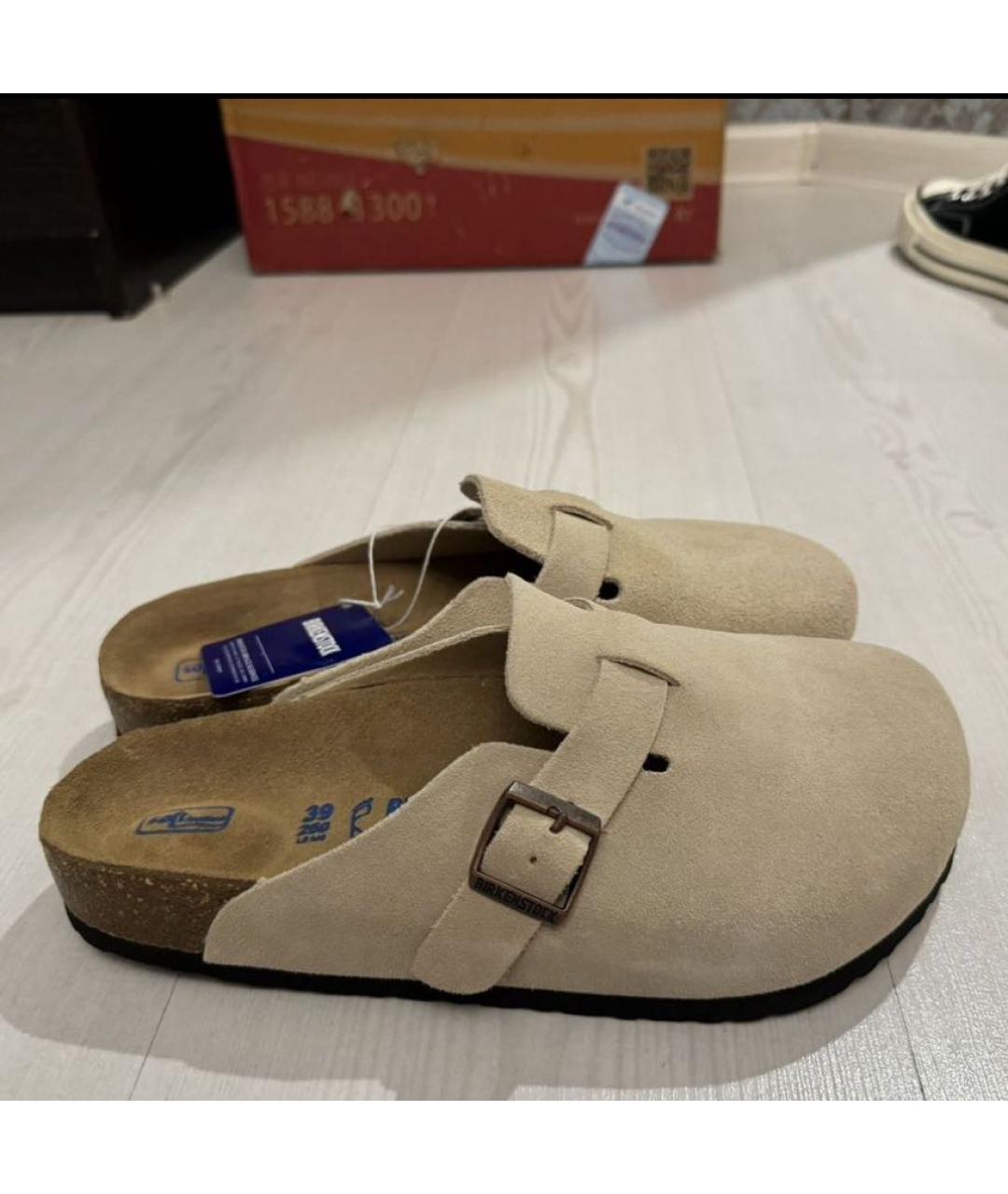 BIRKENSTOCK Бежевые замшевые сабо, фото 2