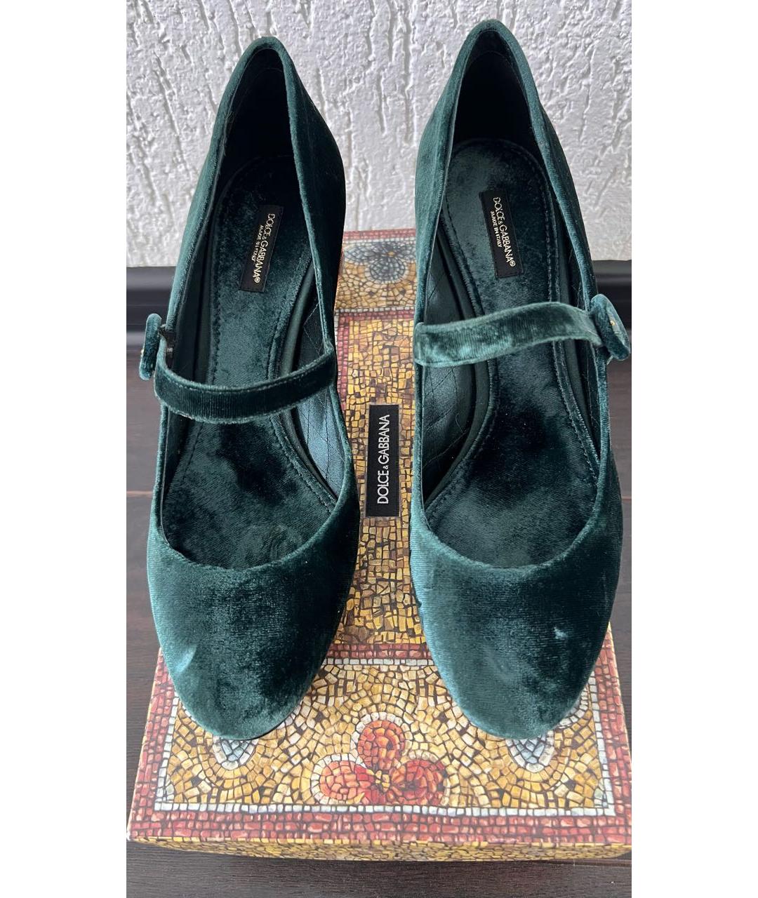 DOLCE&GABBANA Зеленые бархатные туфли, фото 2
