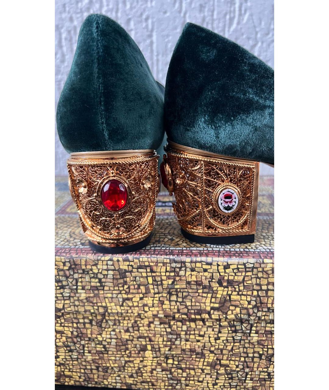 DOLCE&GABBANA Зеленые бархатные туфли, фото 5