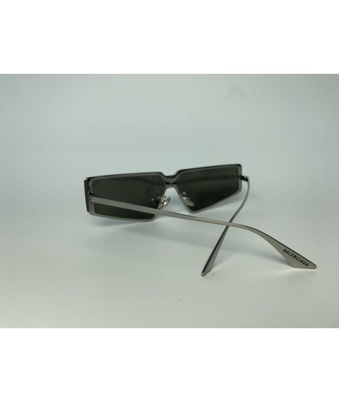 BALENCIAGA Серебряные металлические солнцезащитные очки, фото 3