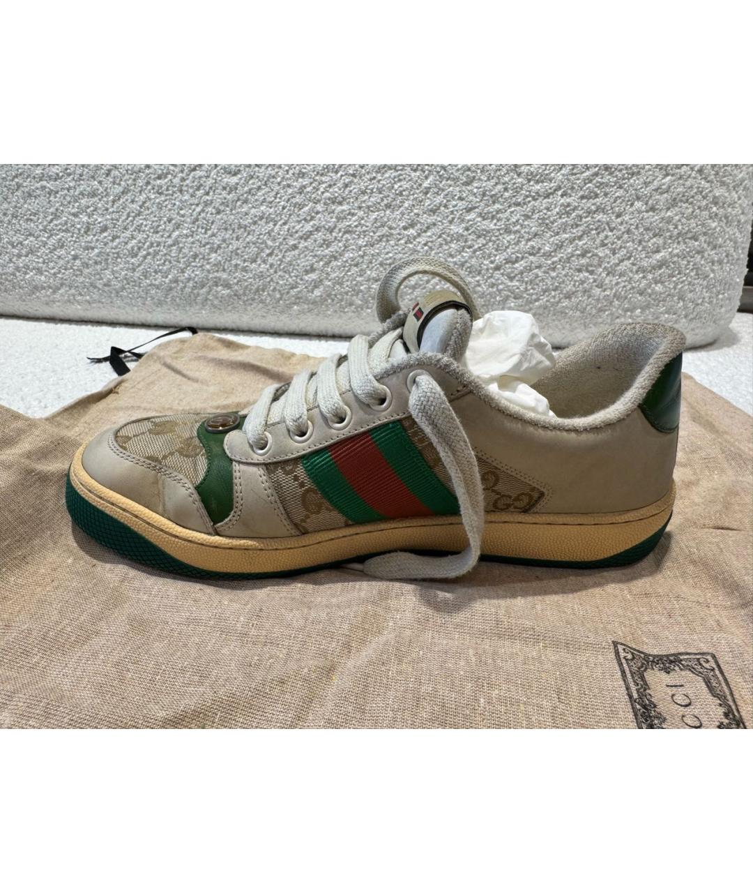 GUCCI Бежевые кеды, фото 5