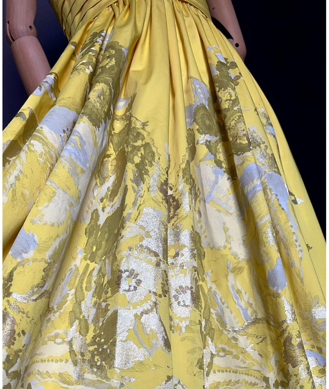 ROBERTO CAVALLI Желтое хлопковое вечернее платье, фото 5