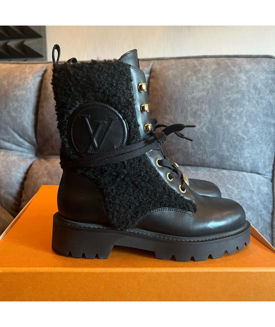 LOUIS VUITTON Черные кожаные ботинки, фото 9