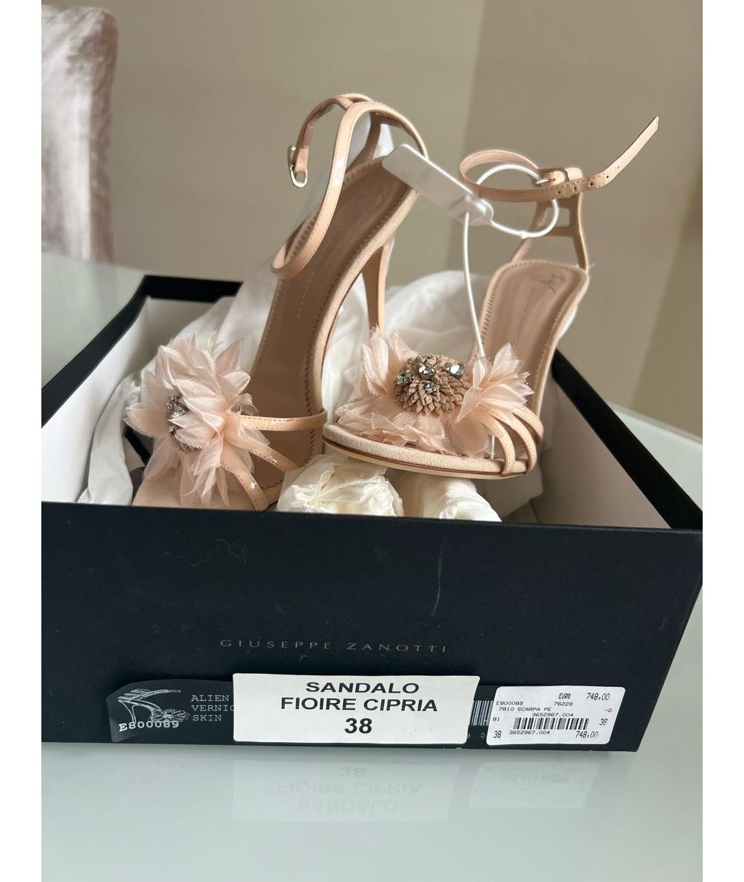 GIUSEPPE ZANOTTI DESIGN Коралловые кожаные босоножки, фото 6