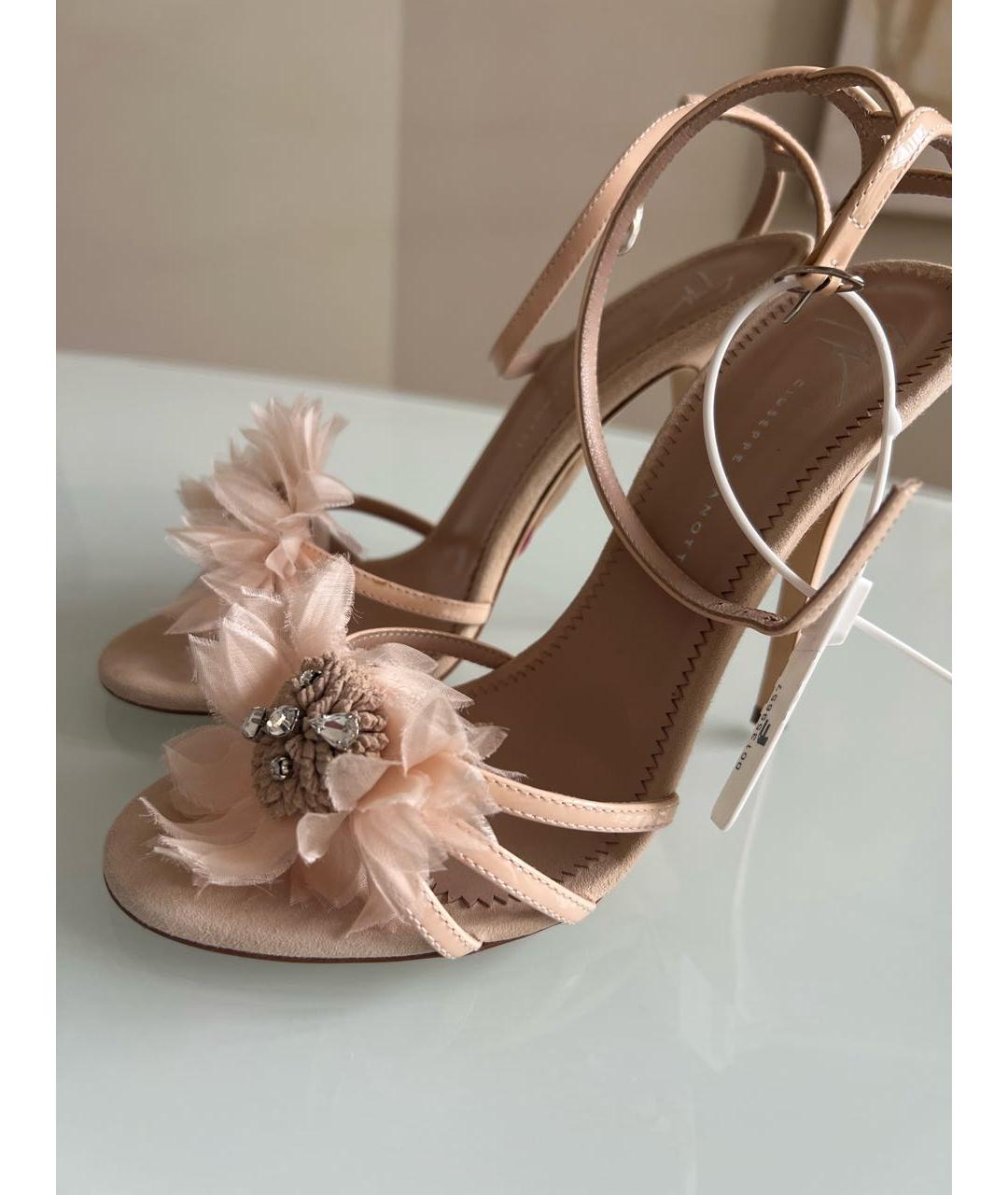 GIUSEPPE ZANOTTI DESIGN Коралловые кожаные босоножки, фото 9