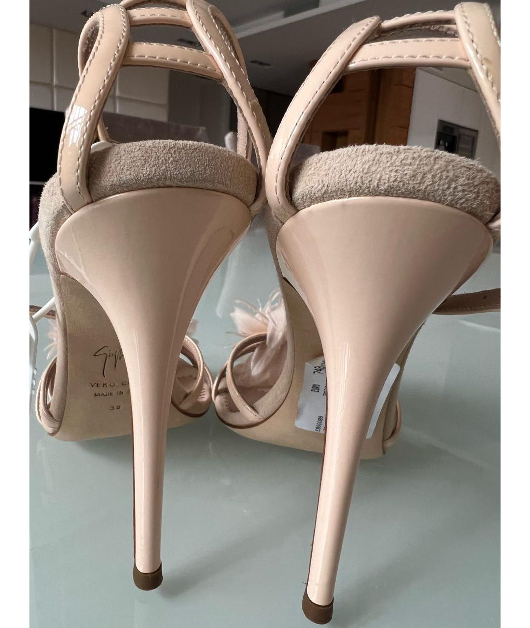 GIUSEPPE ZANOTTI DESIGN Коралловые кожаные босоножки, фото 4