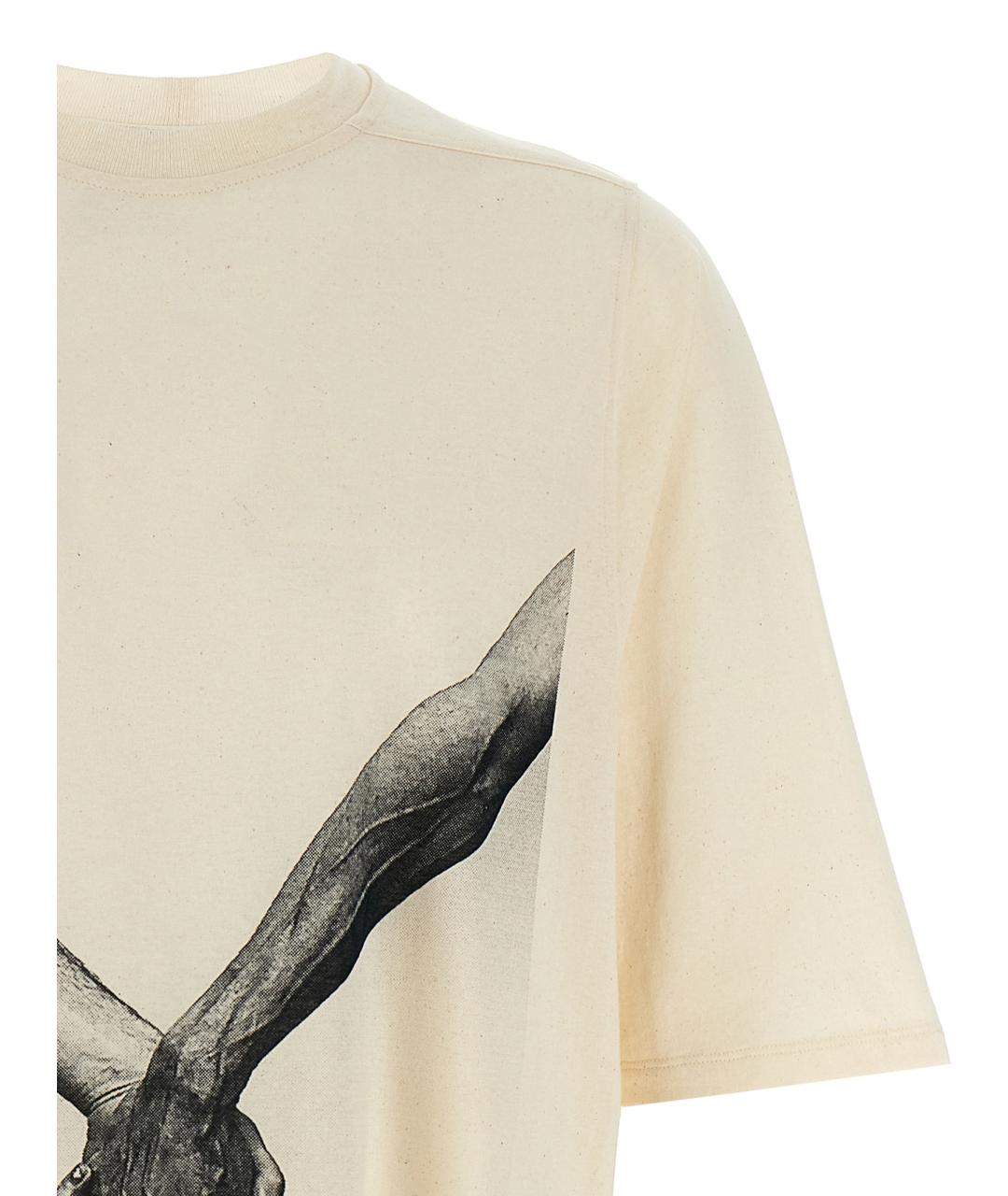 RICK OWENS Бежевая хлопковая футболка, фото 3