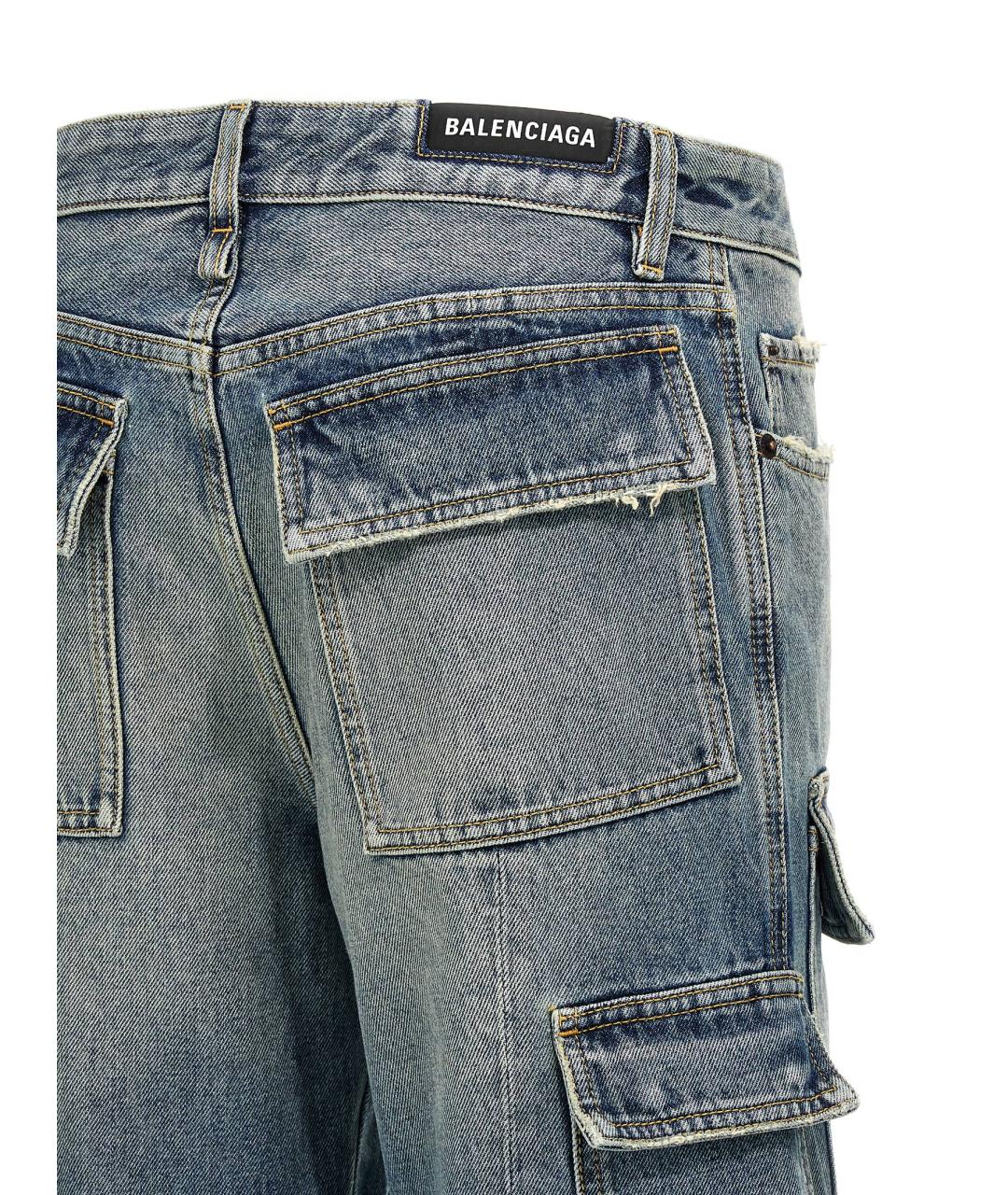 BALENCIAGA Синие хлопковые прямые джинсы, фото 4