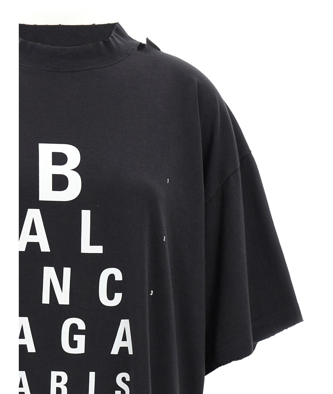 BALENCIAGA Черная хлопковая футболка, фото 3