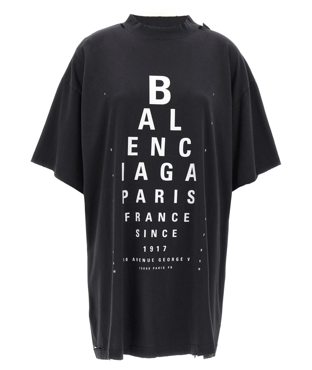 BALENCIAGA Черная хлопковая футболка, фото 1